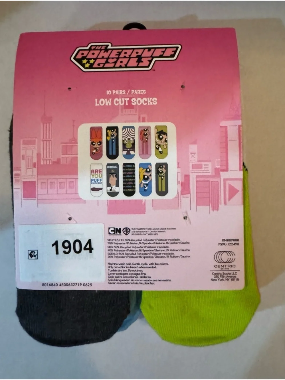 The Powerpuff Girls Womens 10-Pack Low-Cut Socks, Sock Size 9-11